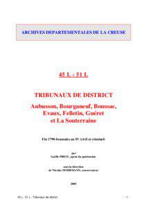 ARCHIVES DEPARTEMENTALES DE LA CREUSE  45 L - 51 L