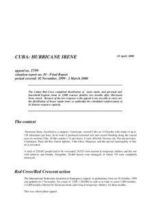IFRC - CUBA HURRICANE IRENE (Appeal[removed]Situation Report[removed])