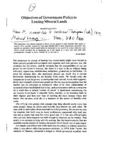 Objectives of Government Policy in Leasing Mineral Lands J MASON GAFFNEY  IM4AJ