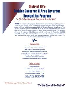 District 66’s Division Governor & Area Governor Recognition Program