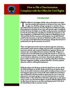 Education in the United States / Office for Civil Rights / Title IX / Section 504 of the Rehabilitation Act / Rehabilitation Act / United States Department of Education / Discrimination / Americans with Disabilities Act / Age Discrimination Act / Special education in the United States / Law / United States