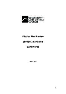 District Plan Review Section 32 Analysis Earthworks March 2014