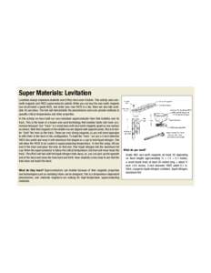 Super Materials: Levitation Levitation always impresses students even if they have seen it before. This activity uses rareearth magnets and YBCO superconductor pellets. While you can buy the rare-earth magnets (we recomm