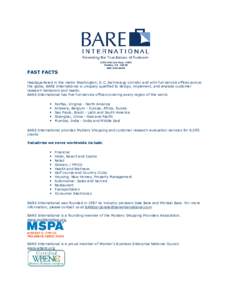 BARE Associates International /  Inc. / Mystery shopping / Fairfax County /  Virginia