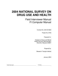 2004 NSDUH Methodological Resource Book (MRB) Field Interviewer Manual