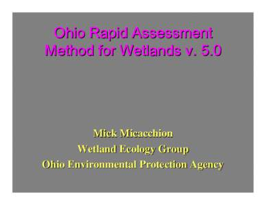 The Ohio Rapid Assessment Method For Wetlands Version 5.0 (ORAM 5.0)