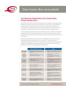 Data Center: Buy versus Build Your Business Applications, Our Custom Data Center Infrastructure The current cost to build a small to medium sized state-of-the-art data center is estimated to be $9 million per megawatt. D