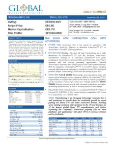 Equity Research  DAILY COMMENT TRANSGAMING INC.  TNG-V, C$0.075
