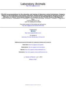 Laboratory Animals http://lan.sagepub.com/ FELASA recommendations for the education and training of laboratory animal technicians: Category AReport of the Federation of European Laboratory Animal Science Associations Wor