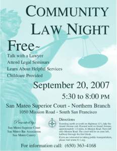 COMMUNITY LAW NIGHT Free-  Talk with a Lawyer