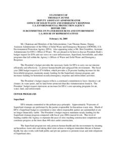 EPA: OCIR: Statement of Thomas P. Dunne, Deputy Assistant Administrator, OSWER, February 16, 2005