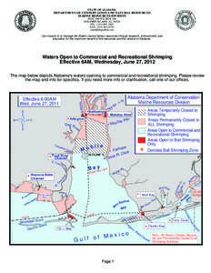 STATE OF ALABAMA  DEPARTMENT OF CONSERVATION AND NATURAL RESOURCES MARINE RESOURCES DIVISION POST OFFICE BOX 189 DAUPHIN ISLAND, AL 36528