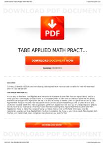 BOOKS ABOUT TABE APPLIED MATH PRACTICE  Cityhalllosangeles.com TABE APPLIED MATH PRACT...