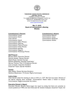 TENNESSEE HUMAN RIGHTS COMMISSION CENTRAL OFFICE ANDREW JOHNSON TOWER 710 JAMES ROBERTSON PARKWAY, SUITE 100 NASHVILLE, TENNESSEE[removed][removed]FAX[removed]