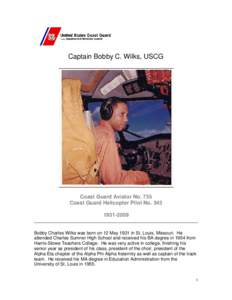 Captain Bobby Wilks, USCG, biography