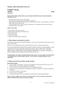 Package Leaflet: Information for the user  Lariam® 250 mg Tablets  Roche