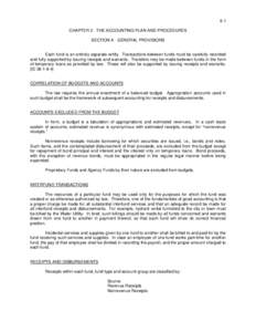 6-1 CHAPTER 2 - THE ACCOUNTING PLAN AND PROCEDURES SECTION A - GENERAL PROVISIONS Each fund is an entirely separate entity. Transactions between funds must be carefully recorded and fully supported by issuing receipts an