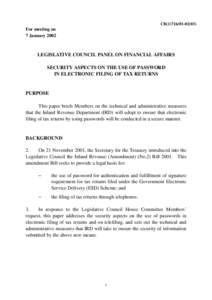 CB[removed])  For meeting on 7 January[removed]LEGISLATIVE COUNCIL PANEL ON FINANCIAL AFFAIRS