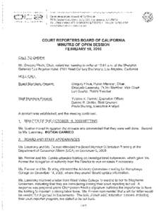 COURT REPORTERS BOARD OF CALIFORNIA - MINUTES OF OPEN SESSION - FEBRUARY 19,2010