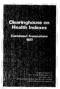 Clearinghouse on Health Indexes (April 1980)