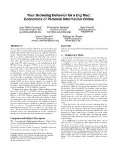 Your Browsing Behavior for a Big Mac: Economics of Personal Information Online ∗ Juan Pablo Carrascal