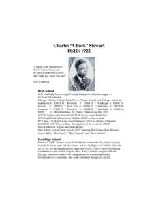 Charles “Chuck” Stewart DSHS 1922 “Charlie is our famous Half, You’ll find no better one; He stars in basketball as well,