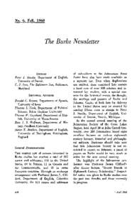 No. 6. FallThe Burke News letter EDITORS Peter J . Stadis, Department of English,