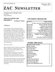 www.zac-chicago.org  February 2014 ZAC N EWSLETTER