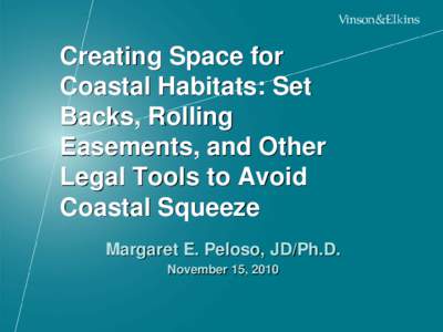 Creating Space for Coastal Habitats: Set Backs, Rolling Easements, and Other Legal Tools to Avoid Coastal Squeeze