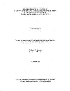 U.S. DEPARTMENT OF COMMERCE NATIONAL OCEANIC AND ATMOSPHERIC ADMINISTRATION NATIONAL WEATHER SERVICE NATIONALMETEOROLOGICAL CENTER