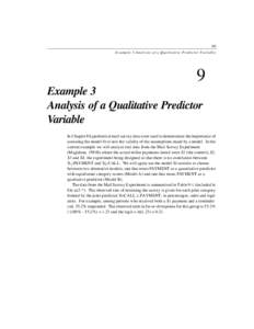 181 E xample 3 Analysis of a Qua litative P redictor Variable 9 Example 3 Analysis of a Qualitative Predictor