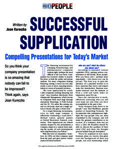 SUCCESSFUL SUPPLICATION Written by Joan Kureczka
