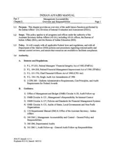 INDIAN AFFAIRS MANUAL Part 5 CbapterO Management Accountability Overview and Responsibilities