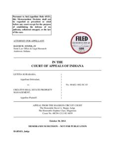 Pursuant to Ind.Appellate Rule 65(D), this Memorandum Decision shall not be regarded as precedent or cited before any court except for the purpose of establishing the defense of res judicata, collateral estoppel, or the 