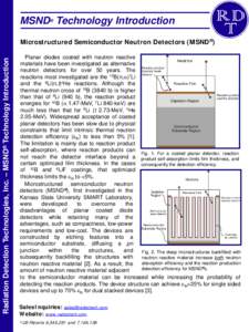 MSND® Technology Introduction  Radiation Detection Technologies, Inc. – MSND® Technology Introduction Microstructured Semiconductor Neutron Detectors (MSND®) Planar diodes coated with neutron reactive