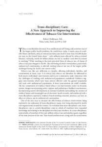ACU Column  Trans-disciplinary Care: A New Approach to Improving the Effectiveness of Tobacco Use Interventions Robert Hoffmann, MA