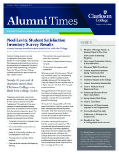 Volume 5 Issue 1 July/August[removed]Alumni Times QUARTERLY CLARKSON COLLEGE ALUMNI NEWSLETTER  Noel-Levitz Student Satisfaction