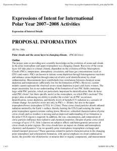 Expressions of Interest Details  http://www.ipy.org/development/eoi/details_print.php?id=566 Expressions of Intent for International Polar Year 2007−2008 Activities