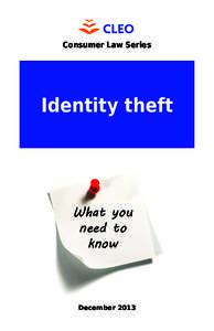 Consumer Law Series  Identity theft What you need to