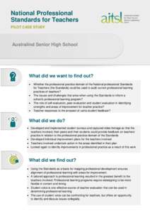 National Professional Standards for Teachers - Pilot Case Study - Australind Senior High School