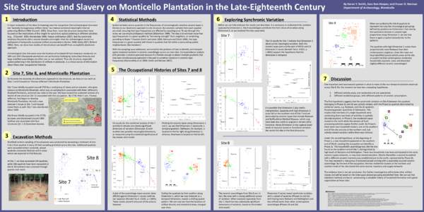 Site Structure and Slavery on Monticello Plantation in the Late-Eighteenth Century 4 Introduction  A major innovation of the New Archaeology was the recognition that archaeological sites were