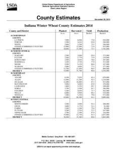 United States Department of Agriculture National Agricultural Statistics Service Great Lakes Region County Estimates