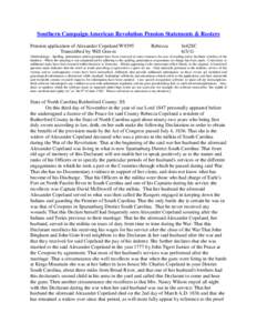 Southern Campaign American Revolution Pension Statements & Rosters Pension application of Alexander Copeland W9395 Transcribed by Will Graves Rebecca