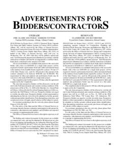 ADVERTISEMENTS FOR  BIDDERS/CONTRACTORS UPGRADE  RENOVATE