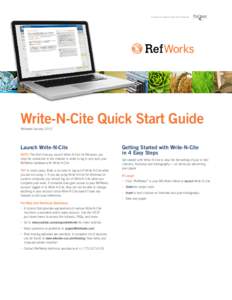 A research support tool from ProQuest.  Write-N-Cite Quick Start Guide Released January[removed]Launch Write-N-Cite