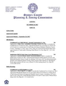 AGENDA OCTOBER 10, 2013 6:00 P.M. Call to Order Approval of Agenda Approval of Minutes – September 26, 2013