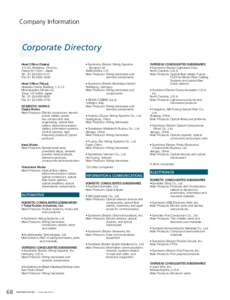 Company Information  Corporate Directory Head Office (Osaka[removed], Kitahama, Chuo-ku, Osaka[removed], Japan