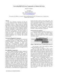 Converting Ball Grid Array Components to Column Grid Array Russell T. Winslow Six Sigma