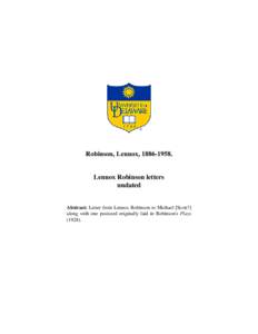 Robinson, Lennox, [removed]Lennox Robinson letters undated  Abstract: Letter from Lennox Robinson to Michael [Scott?]