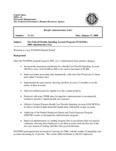 United States Office of Personnel Management The Federal Government’s Human Resources Agency  Benefits Administration Letter